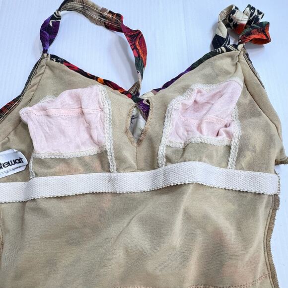 Vintage One Piece Tropical Floral Swimsuit 8 Surplice Pinup Beach Babe Resort - Picture 8 of 16